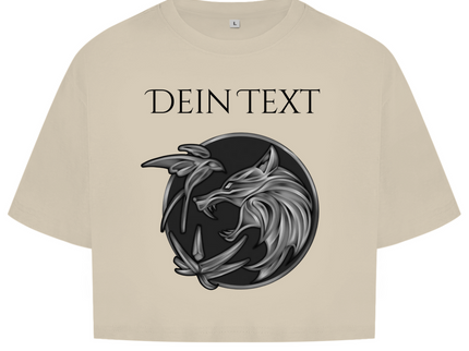 Damen Oversize Crop Top - Wolfsemblem