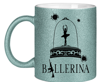 Glitzertasse - Tänzerin im Kugelhagel