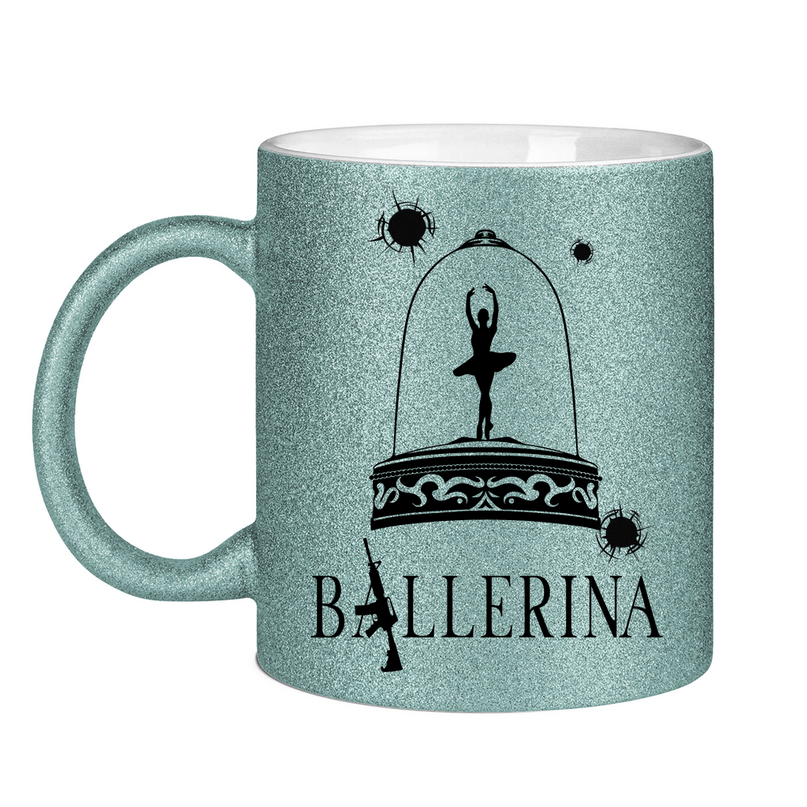 Glitzertasse - Tänzerin im Kugelhagel