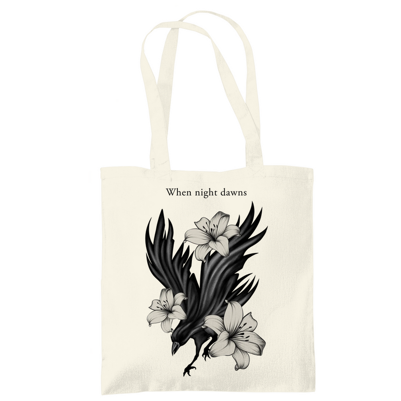 Tragetasche – Rabe und Lilien