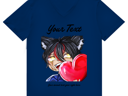 Herren Premium Bio V-Neck T-Shirt – Herz Chibi