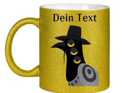 Glitzertasse – Dämonischer Vogel