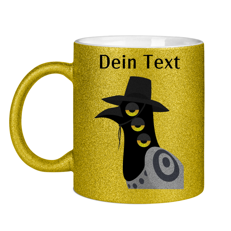 Glitzertasse – Dämonischer Vogel