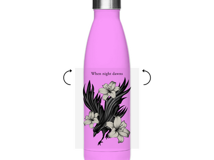 Edelstahl-Thermoflasche – Rabe und Lilien