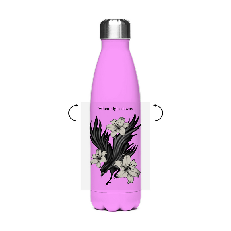 Edelstahl-Thermoflasche – Rabe und Lilien