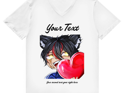 Herren Premium Bio V-Neck T-Shirt – Herz Chibi