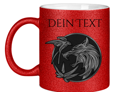 Glitzertasse - Wolfsemblem