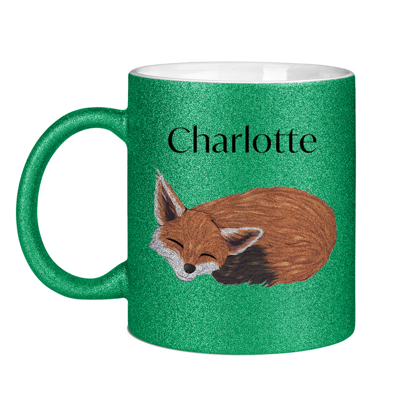 Glitzertasse – Schlafender Fuchs