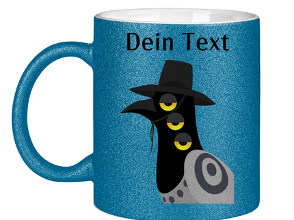 Glitzertasse – Dämonischer Vogel