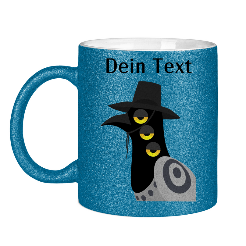 Glitzertasse – Dämonischer Vogel