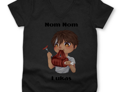 Damen Premium Bio V-Neck T-Shirt Mampf Chibi