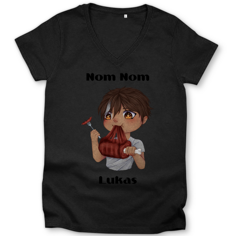 Damen Premium Bio V-Neck T-Shirt Mampf Chibi