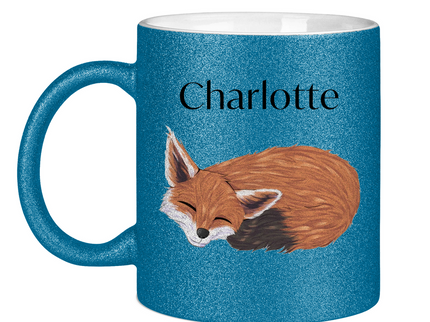 Glitzertasse – Schlafender Fuchs