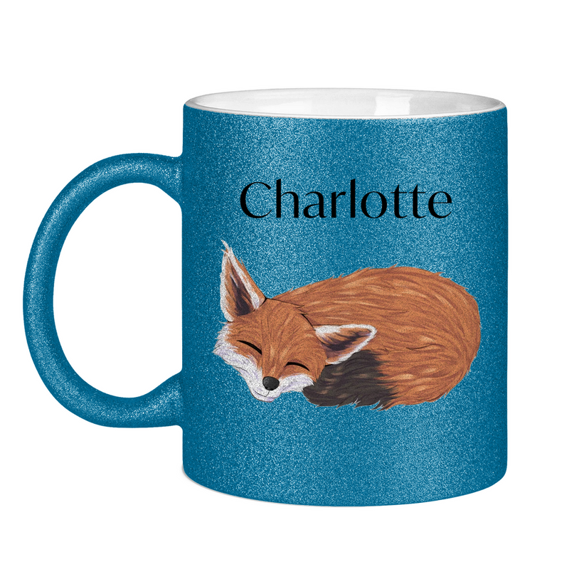 Glitzertasse – Schlafender Fuchs