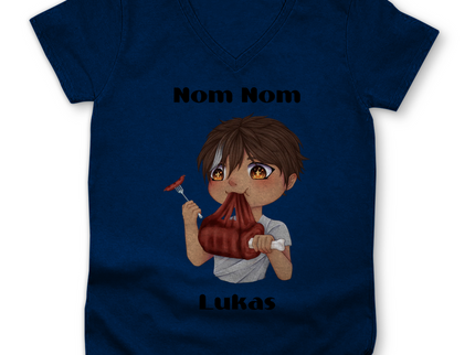 Damen Premium Bio V-Neck T-Shirt Mampf Chibi