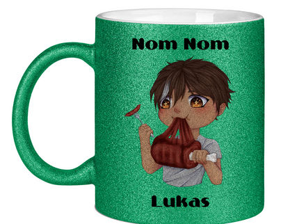 Glitzertasse Tasse - Mampf Chibi