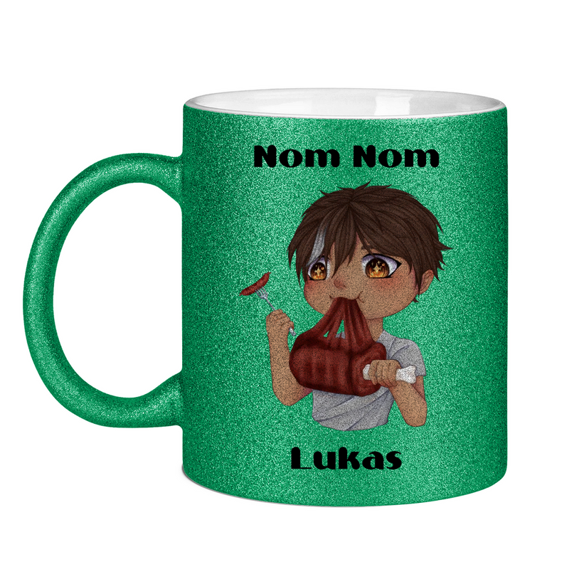 Glitzertasse Tasse - Mampf Chibi