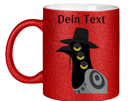 Glitzertasse – Dämonischer Vogel