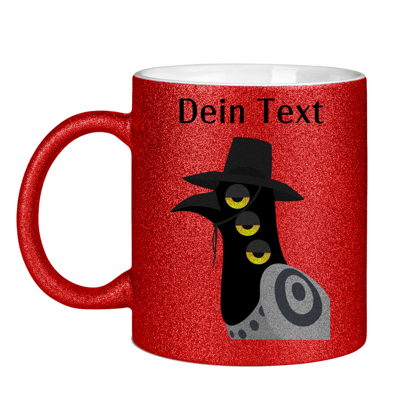 Glitzertasse – Dämonischer Vogel