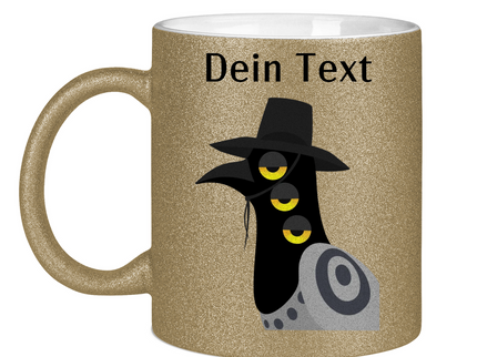 Glitzertasse – Dämonischer Vogel