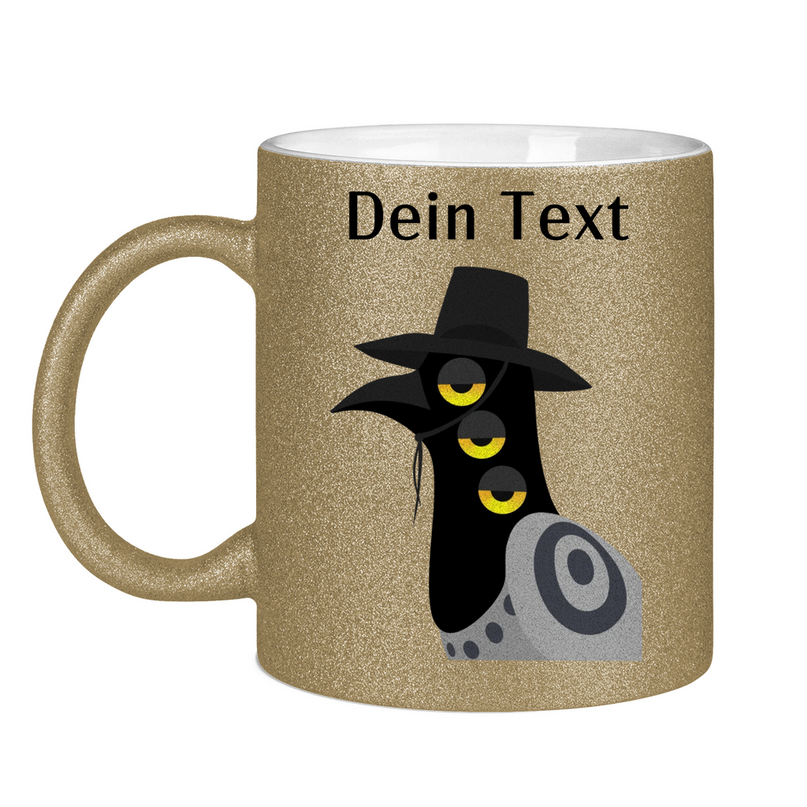 Glitzertasse – Dämonischer Vogel