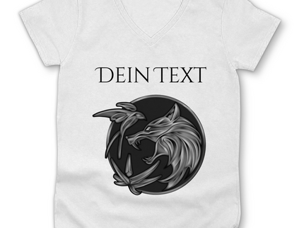 Damen Premium Bio V-Neck T-Shirt - Wolfsemblem