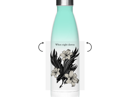 Edelstahl-Thermoflasche – Rabe und Lilien