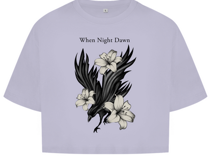 Damen Oversize Crop Top – Rabe & Lilien Motiv