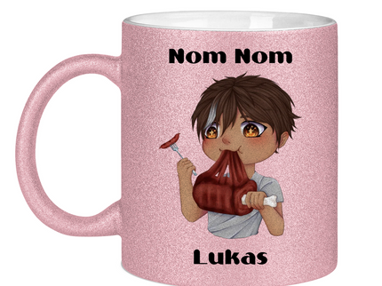 Glitzertasse Tasse - Mampf Chibi