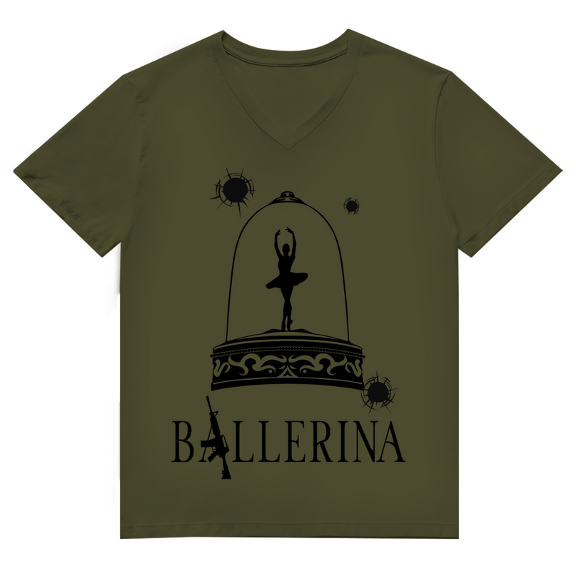 Herren Premium Bio V-Neck T-Shirt - Tänzerin im Kugelhagel
