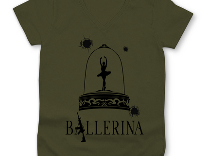 Damen Premium Bio V-Neck T-Shirt - Tänzerin im Kugelhagel