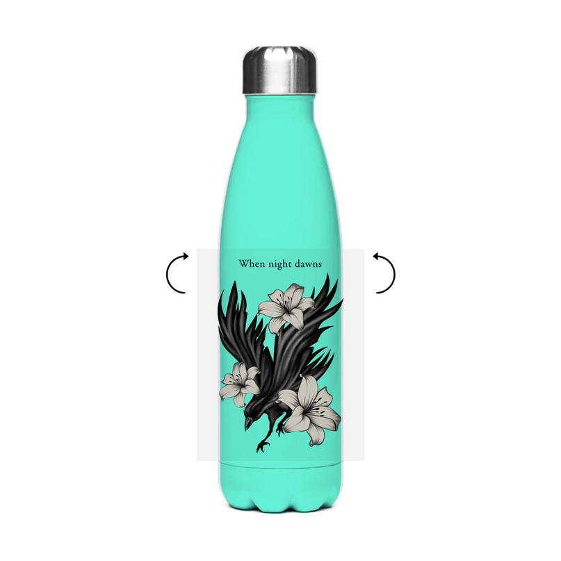 Edelstahl-Thermoflasche – Rabe und Lilien