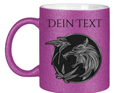 Glitzertasse - Wolfsemblem
