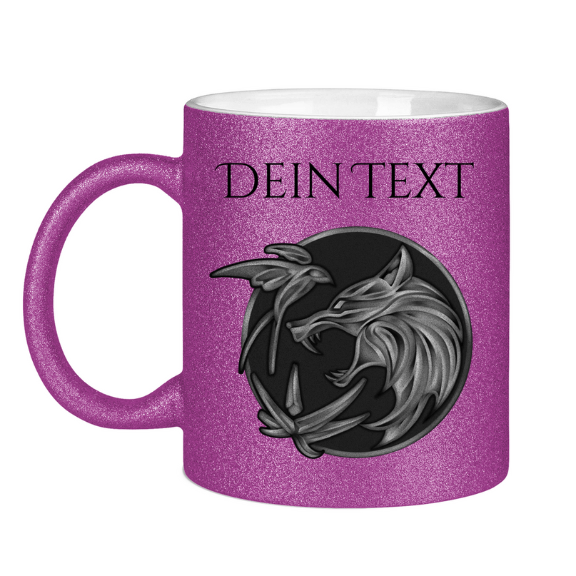 Glitzertasse - Wolfsemblem
