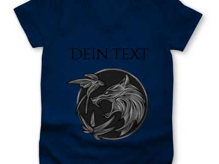 Damen Premium Bio V-Neck T-Shirt - Wolfsemblem