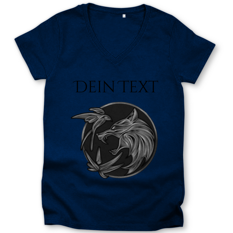 Damen Premium Bio V-Neck T-Shirt - Wolfsemblem