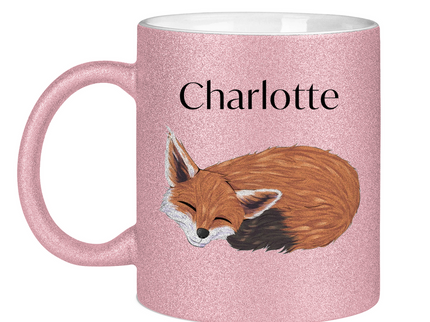 Glitzertasse – Schlafender Fuchs