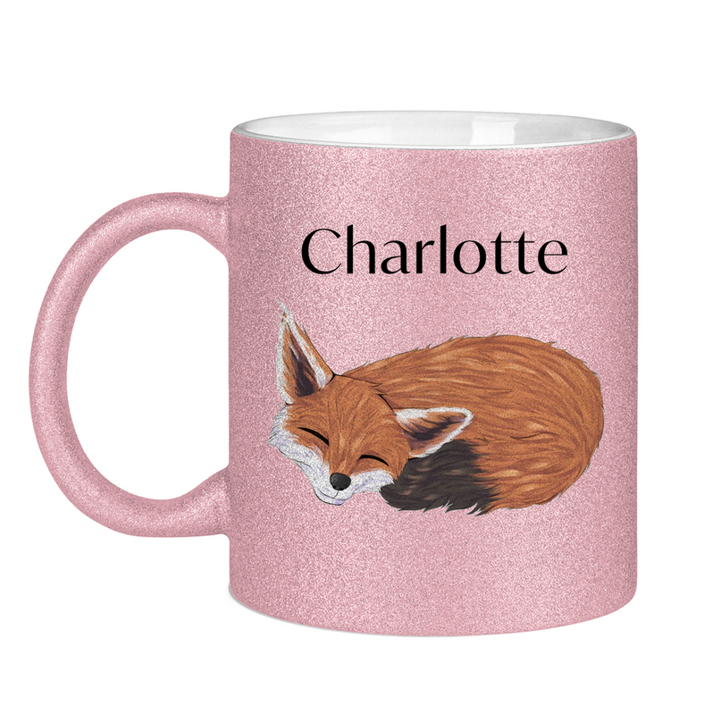Glitzertasse – Schlafender Fuchs