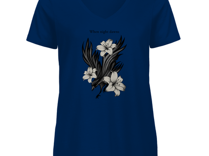 Damen Premium Bio V-Neck T-Shirt – Rabe und Lilien
