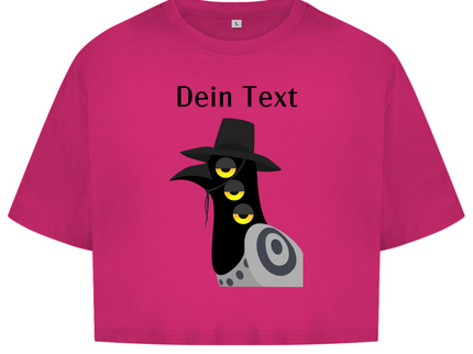 Damen Oversize Crop Top – Dämonischer Vogel