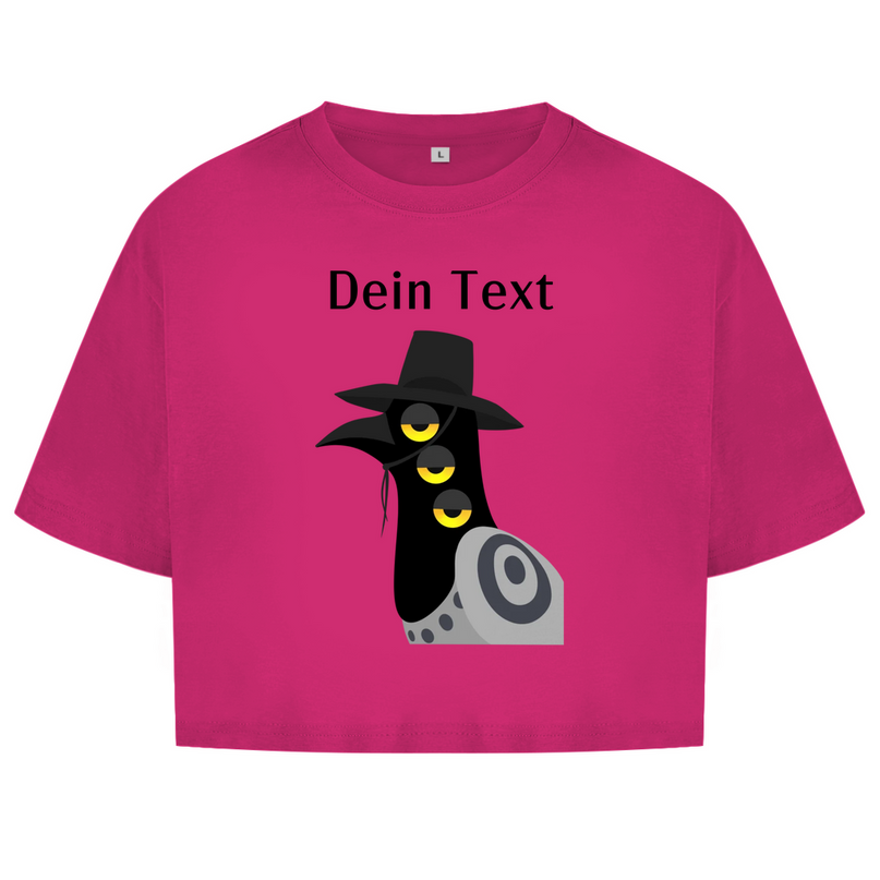 Damen Oversize Crop Top – Dämonischer Vogel