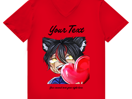 Herren Premium Bio V-Neck T-Shirt – Herz Chibi