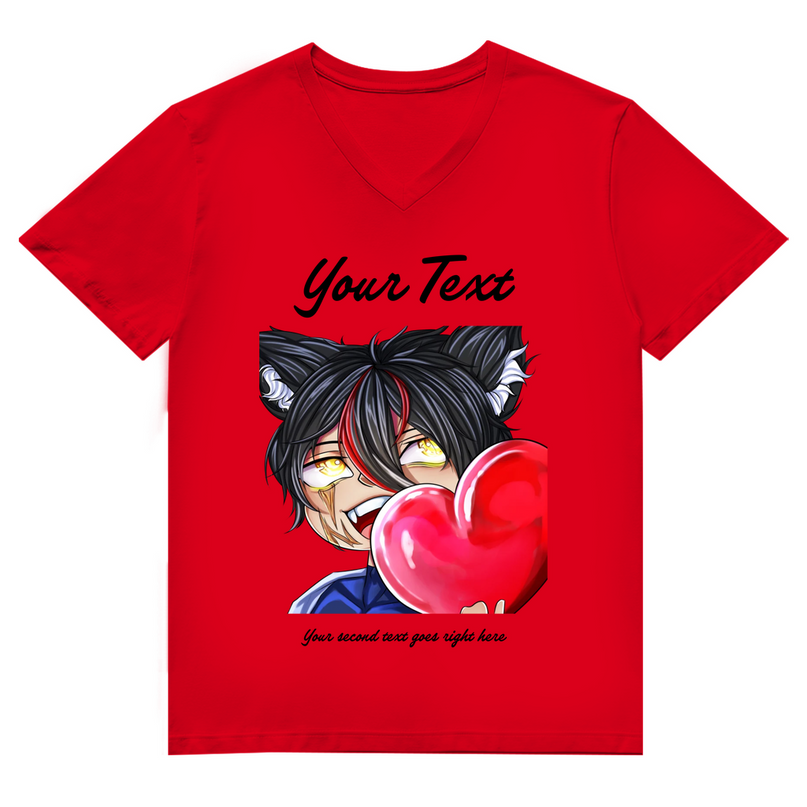 Herren Premium Bio V-Neck T-Shirt – Herz Chibi