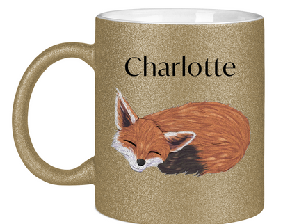 Glitzertasse – Schlafender Fuchs