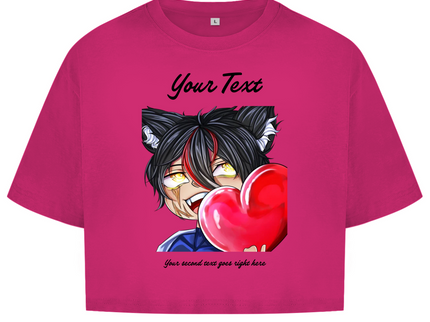 Damen Oversize Crop Top  - Chibi Herz