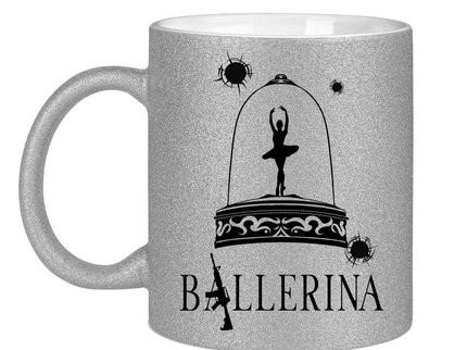 Glitzertasse - Tänzerin im Kugelhagel