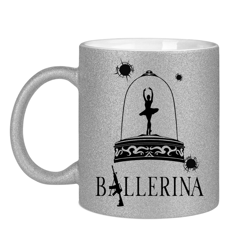 Glitzertasse - Tänzerin im Kugelhagel
