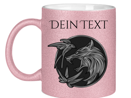Glitzertasse - Wolfsemblem
