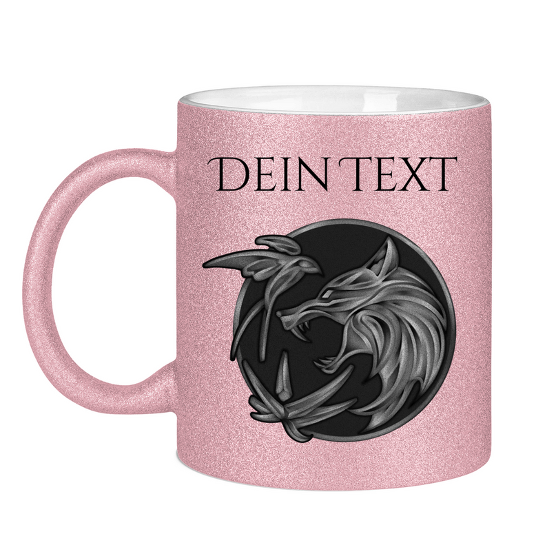 Glitzertasse - Wolfsemblem