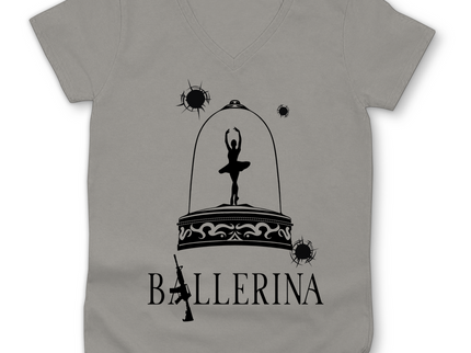 Damen Premium Bio V-Neck T-Shirt - Tänzerin im Kugelhagel